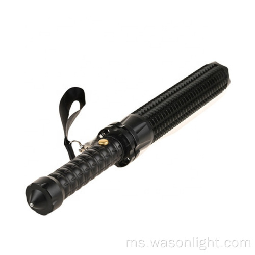 Keselamatan malam yang sukar Teleskopik Zooming XM-L T6 Husky boleh dicas semula Baton Swat Polis LED Flashlight dengan Tail Hammer